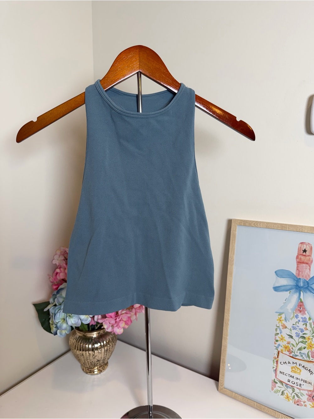 🌸 Intimately Free People Textured Knit High-Neck Tank Top in Slate Blue